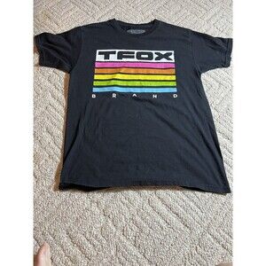 TFox Racing Brand Neon Rainboe Black T-Shirt Tee Size Medium